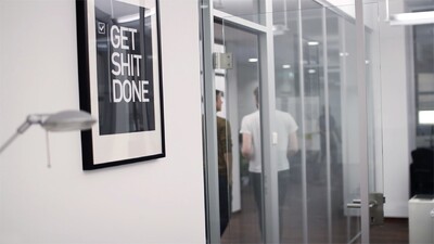bytepark office with ‘get shit done’ poster on the wall