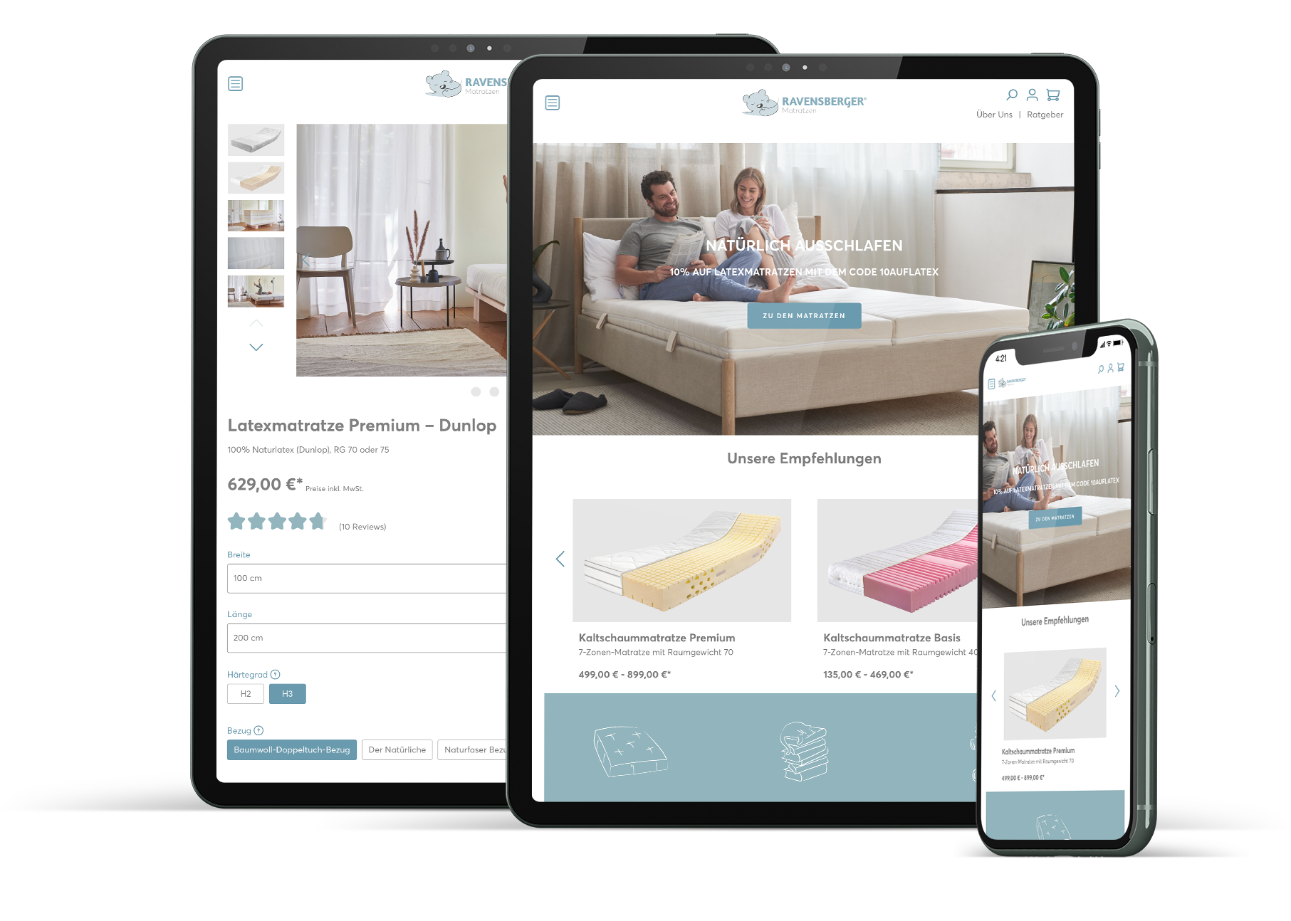 Ravensberger Matratzen screens