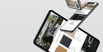 Verschiedene mobile Endgeräte, auf denen der Urbanara Web-Shop zu sehen ist